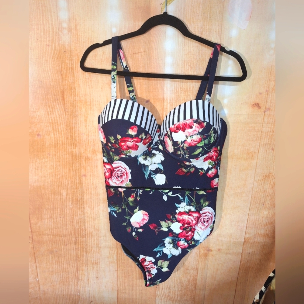 Floral Striped One-Piece Swimsuit